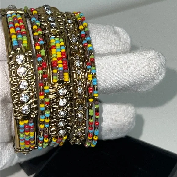 Colorful Beaded Gold Bracelets - Picture 4 of 7